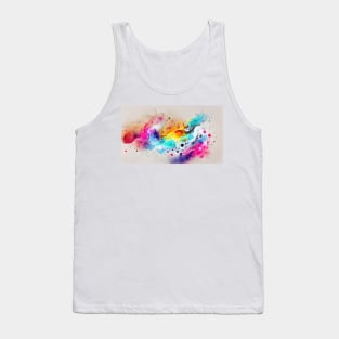 Modern Contemporary Abstract Watercolor Colorful Multicolored Cosmic Splash Galaxy Tank Top